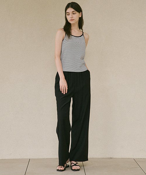 pleats banded брюки-чёрный