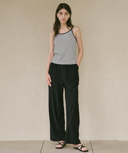 pleats banded брюки-чёрный