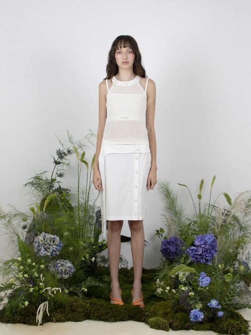 LINEN HALTER KNIT TOP - белый