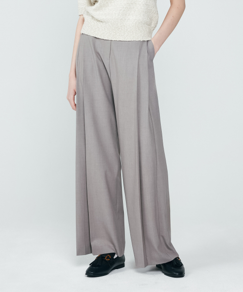 Широкие слаксы на резинке со складками (Grey)