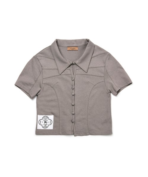 [LINE] Line Button Crop T-рубашка (серый)