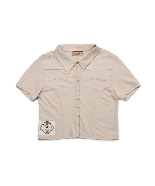 [LINE] Line Button Crop T-рубашка (бежевый)