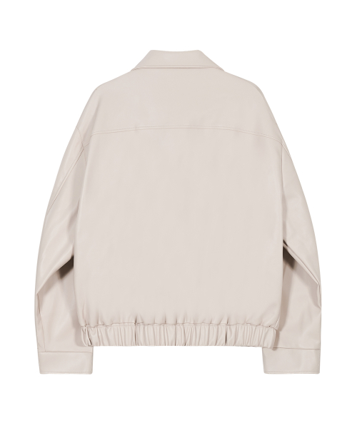 Кожаный куртка-бомбер 86-IRO230 с изогнутой строчкой Ivory