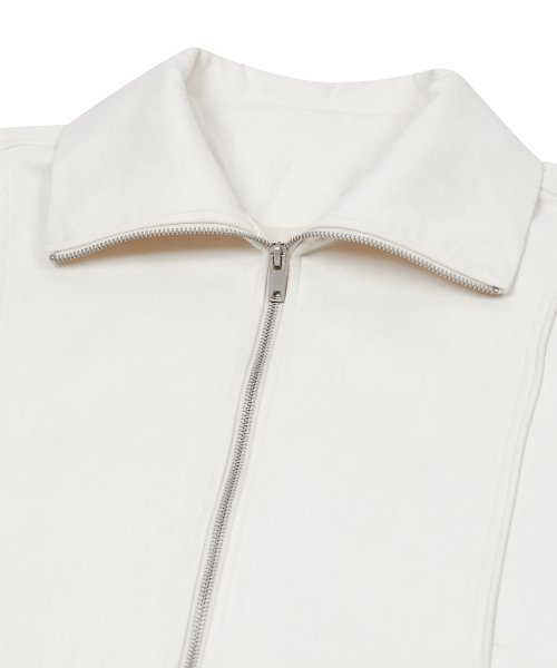 Замшевый бомбер 86-IRO253 Curved (Ivory)