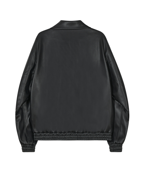86-IRO254 изогнутый кожаный бомбер Black