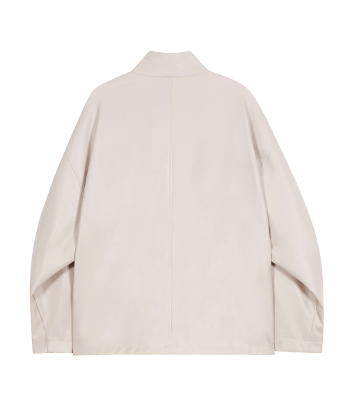 Кожаная куртка с карманами 87-STAN016 Ivory