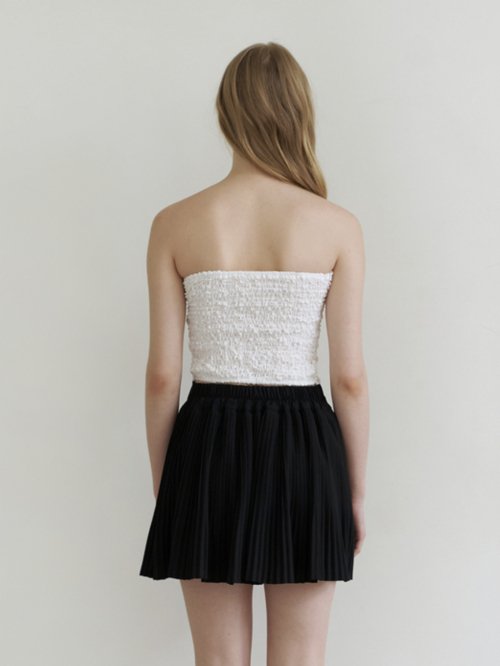 ribbon ckeck tube top blouse - белый
