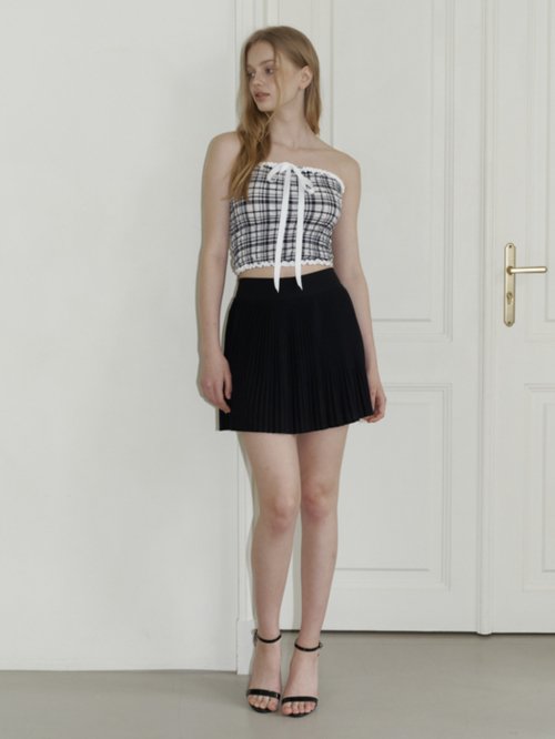 ribbon клетка tube top blouse - чёрный