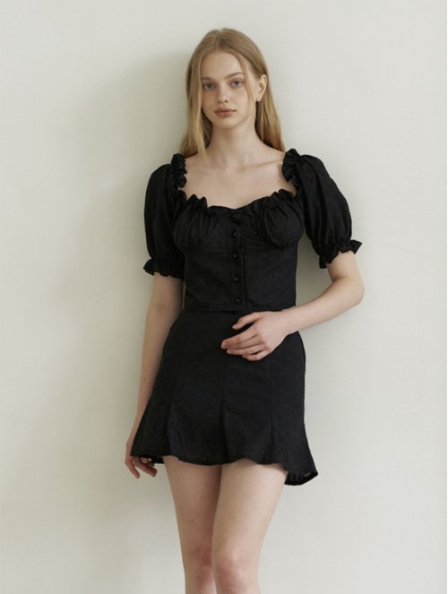 love blossom frill blouse - чёрный