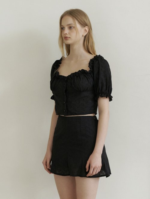 love blossom frill blouse - чёрный
