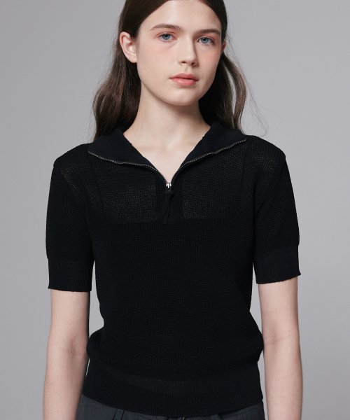 Вязаный топ на молнии half-zip Black