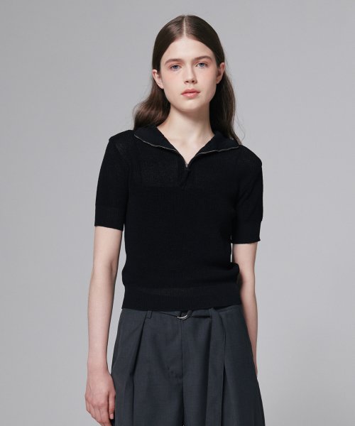 Вязаный топ на молнии half-zip Black