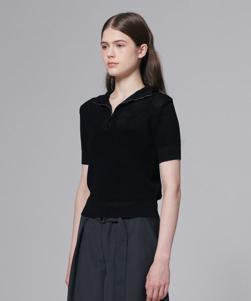 Вязаный топ на молнии half-zip Black
