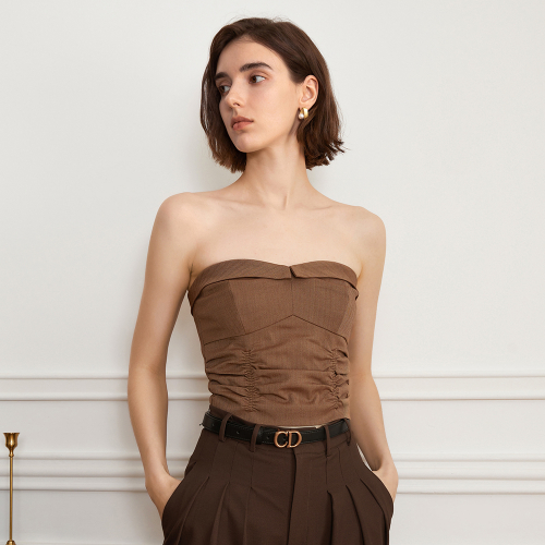 YY_Front heart tube top_BROWN