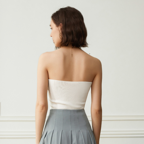 YY_French simple v-line tube top