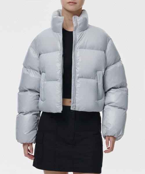 Women's Glossy Down короткий пуховик [Light Grey]