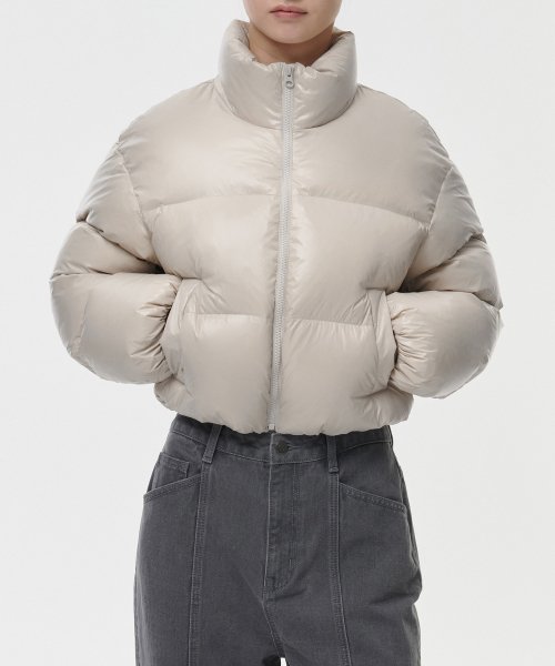 Женский глянцевый пуховик [Beige]