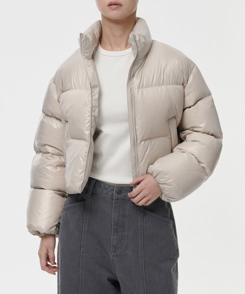 Женский глянцевый пуховик [Beige]