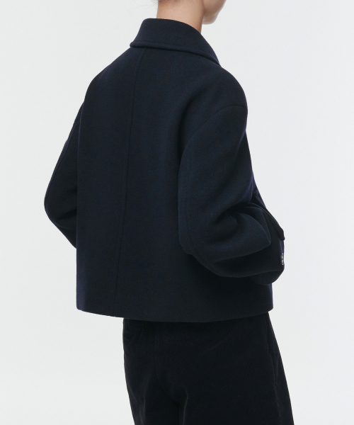 Женское короткое дафлкот из шерсти [Navy]