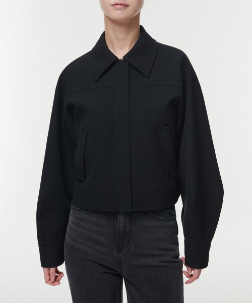Женская укороченная куртка из твила [Black]