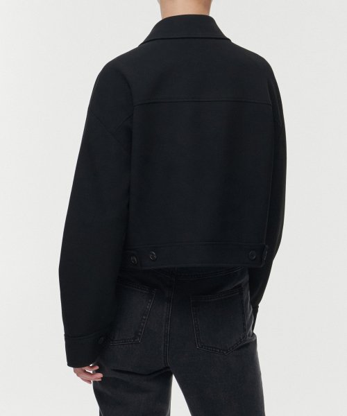 Женская укороченная куртка из твила [Black]