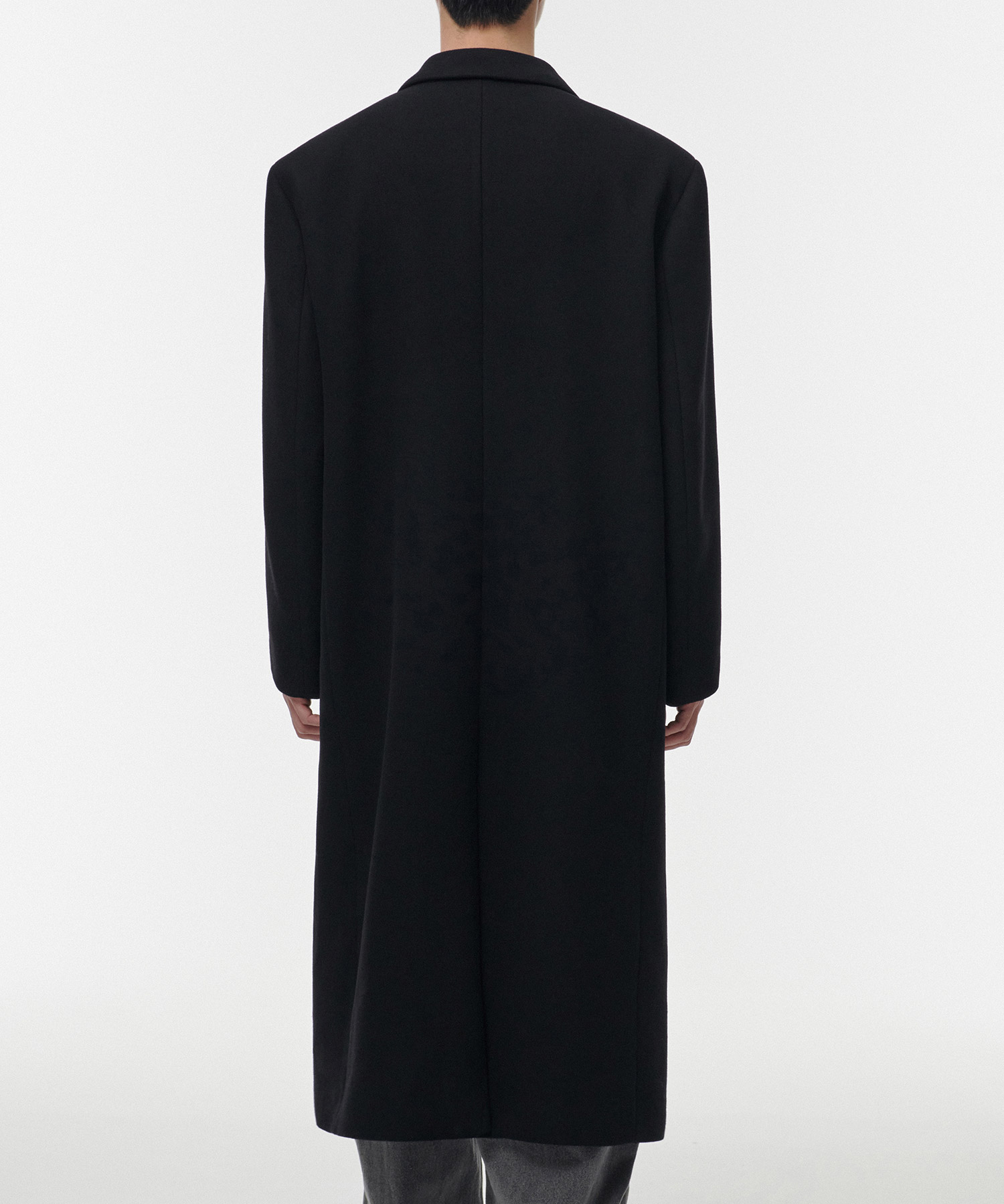 WOOL BLEND BIG DADDY SINGLE MAXI COAT [BLACK]