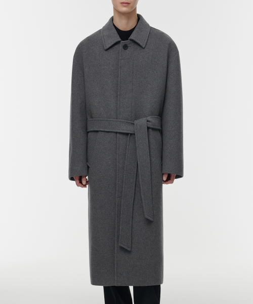 Шерстяное пальто-халат балмакаан макси [Medium Grey]