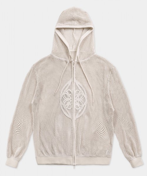 MUSINSA | BADBLOOD Fleur Crochet Knit Hood Zip-up Large Fit - Cream