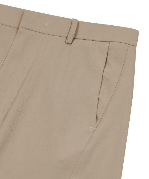 86-IRO268 Basic Curved Wide Pants Light Beige