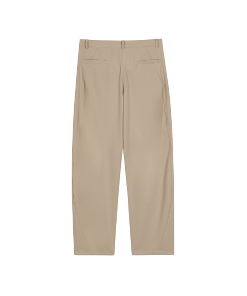 86-IRO268 Basic Curved Wide Pants Light Beige
