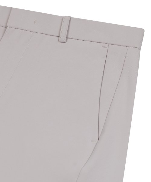 86-IRO268 базовые широкие брюки curved полиэстер Light Grey