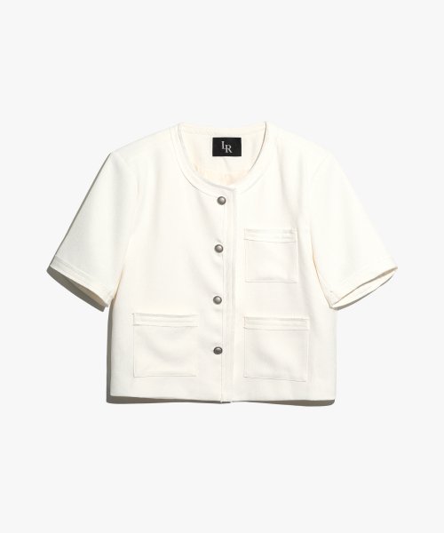 Tweed half jacket White