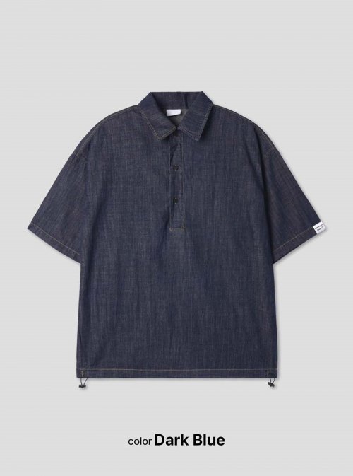 Льняная джинсовая футболка с нашивкой Dark Blue