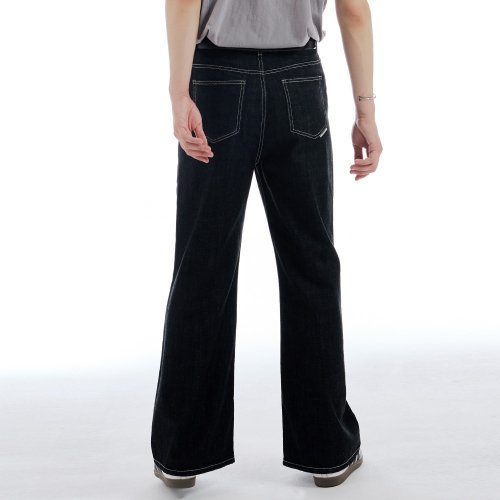 Джинсы клеш с контрастной строчкой (BLACK)