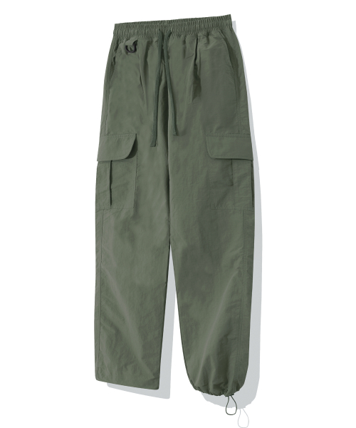 Нейлоновые полуширокие карго-брюки на кулиске [Khaki]
