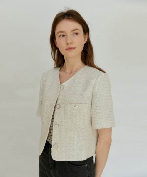 SUMMER TWEED JACKET - LIGHT BEIGE