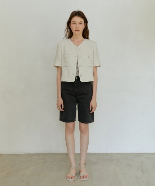 SUMMER TWEED JACKET - LIGHT BEIGE