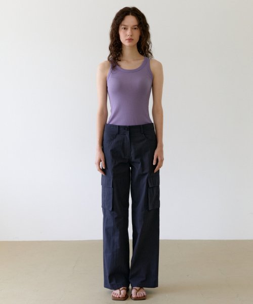 LOW RISE CARGO PANTS - CHARCOAL