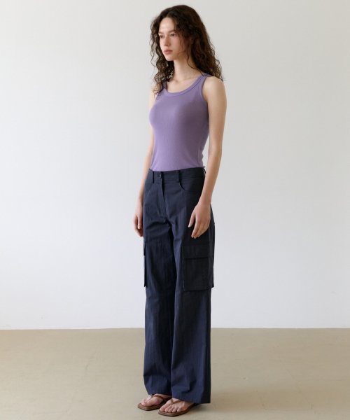 LOW RISE CARGO PANTS - CHARCOAL