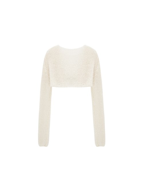 Кроп-кардиган с длинным рукавом - Cream Peach