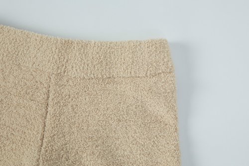 Брюки на резинке с оборками - Beige White