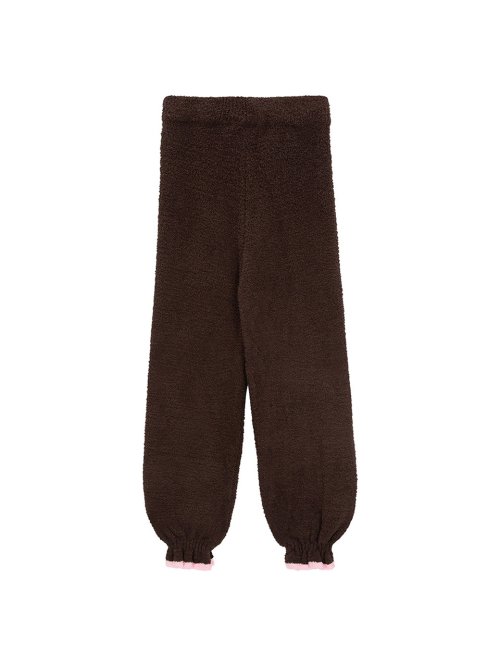 Брюки на резинке с оборками - Brown Pink