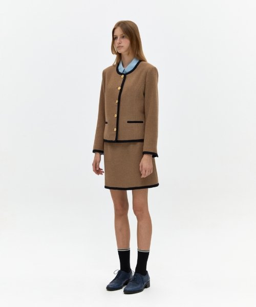 Depound wool blend tweed jacket ブラウン S 드파운드 wool blend tweed jacket (brown) - 위시버킷