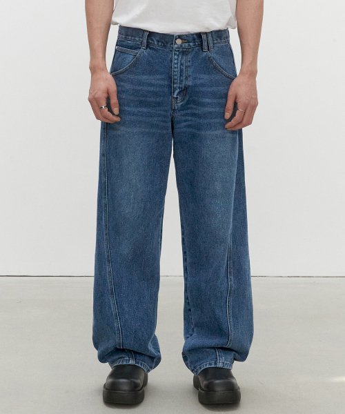 Curved Wide Jeans DCPT033Blue