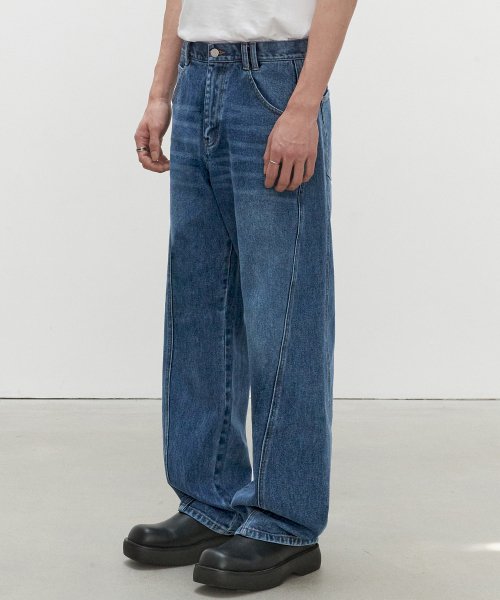Curved Wide Jeans DCPT033Blue