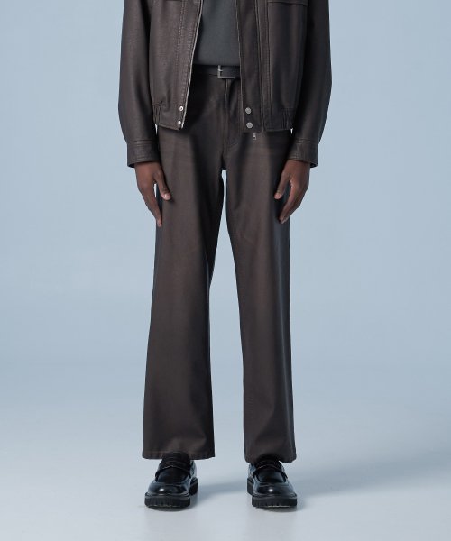 Свободные брюки из фактурной кожи Brown