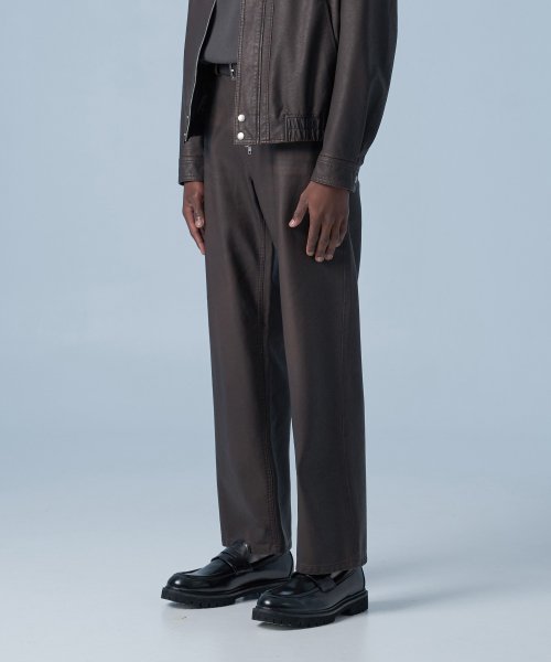 Свободные брюки из фактурной кожи Brown