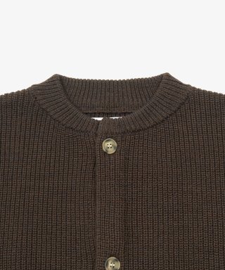 TOFFEE トフィ オーバーフィット ラウンドネック ニットカーディガン (ブラウン) 画像 3