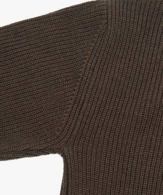 TOFFEE トフィ オーバーフィット ラウンドネック ニットカーディガン (ブラウン) 画像 6