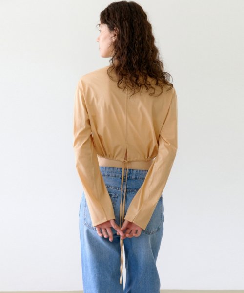 CROP JERSEY SLIT CARDIGAN - APRICOT